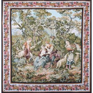 Pastoral Scene, Jacquard Tapestry, Circa 1980 - 1.16m X 1.16m - No. 1458