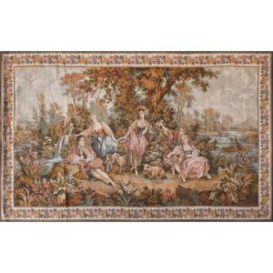 Tapestry From The Jacquard Manufactory, Paris, Circa 1920 - Country Scene - 2.15m X 1.24m - No. 1611