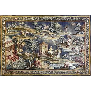 Chinoiserie - Tapestry From The Aubusson Manufactory, Circa 1860 - 2.70m X 1.83m - No. 1100