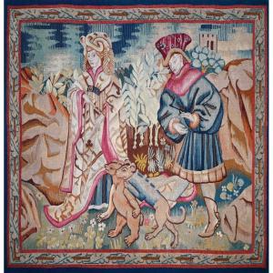 Medieval Tapestry From The Aubusson Manufactory – Training The Dog Against The Bear - No. 1624