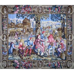 Jacquard Tapestry – "the Month Of June: Haymaking" – After Guillaume Werniers – No. 1619