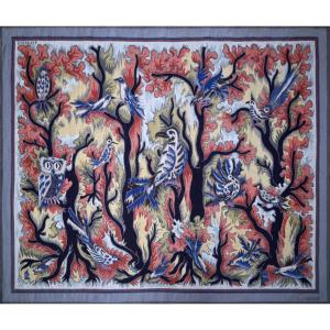 Aubusson Tapestry, Pinton Frères – Birds In The Forest, Elie Grekoff – Bolduc, N° 1634