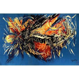 Aubusson Tapestry, 20th Century - The Angel Of Music, Robert Bouquillon - No. 1015