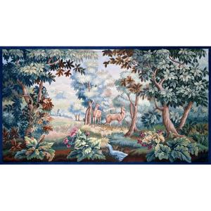 Verdure Tapestry "couple Of Deer In An Undergrowth" From The Aubusson Manufactory - No. 1414
