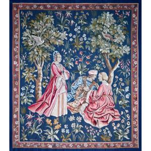 Medieval Scene Tapestry From The Aubusson Manufactory, 19th Century - 145cmw X 185cmh - No. 1633