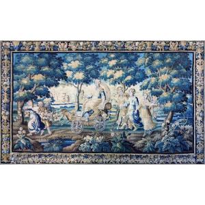 Tapestry, Royal Aubusson Manufactory, 17th Century, "the Triumph Of Flora"  N 1643
