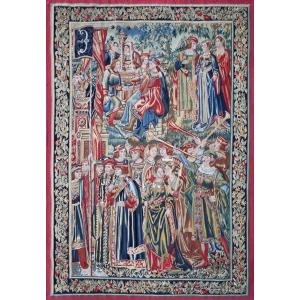 19th-century Medieval Tapestry – “bathsheba Invited By King David” – 166cm W X 246cm H – No. 1656