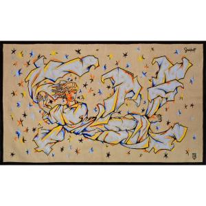"the Wind" – 20th Century Aubusson Tapestry By élie Grekoff (picaud , Circa 1960) - No. 1655