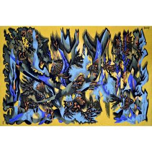 Aubusson Tapestry - Atelier Pintons Frers - Elie Grekoff, Poissons Oranges - N° 1469