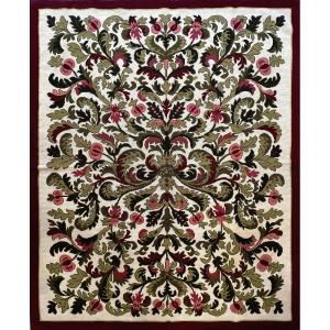 Petit Point Rug With Foliage Decoration , Aubusson, Circa 1940 - 170x140 Cm - N° 665