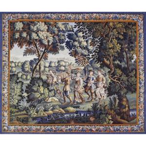 Aubusson Tapestry Pastoral Scene - The Return Of The Shepherds - Circa 1880 - N° 1415