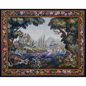 Verdure Aubusson Tapestry, 19th Century, Depicting A Bucolic Landscape - N° 1675