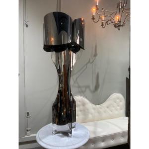 Large François Monnet Steel Lamp Circa 1970