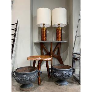Pair Of Cast Iron Vases Sweden 1950