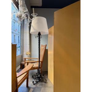 Wrought Iron Floor Lamp In The Style Of Raymond Subes Circa 1960