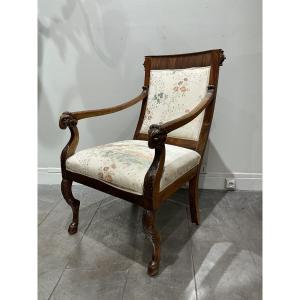 19th Century Danish Armchair With Ram's Head 