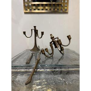 Bronze Pendant And Its Candle Holder M Harjes Germany 1970