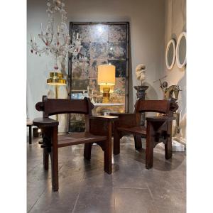Pair Of Large Berga Armchairs By David Rosen, Suede, 1940