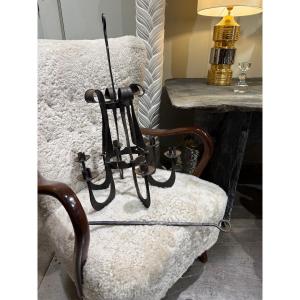 Wrought Iron Chandelier Sweden Circa 1960