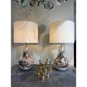 Pair Of Ceramic Lamps M Fantoni 1950