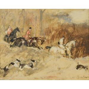 Antoine De La Boulaye, Hunting Scene, Circa 1990