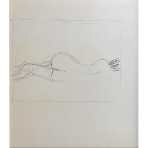 René Gruau, Reclining Nude, Pencil Drawing