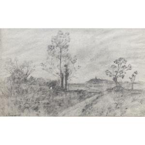 Henri Joseph Harpignie, Landscape, Charcoal 