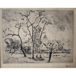 Camille Pissarro, Church Of Osny, Near Pontoise, 1885, Etching