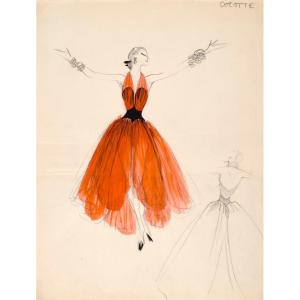 René Gruau, Costume Design For ''ciné Bijou - Cocotte'', 1953