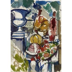 Despierre, Vase And Still Life, Watercolor