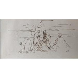 Camille Pissarro, Three Women Harvesting, Circa 1874