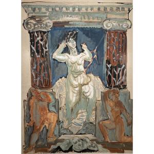 Waroquier, Study For Ancient Tragedy, Fresco In The Théâtre De Chaillot, 193