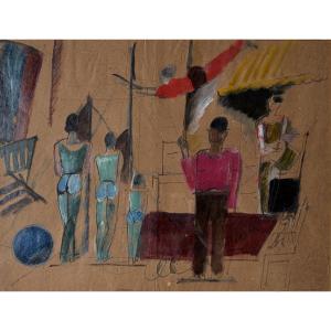 Charles Dufresne, Au Cirque, Ca. 1918-19, Oil On Paper