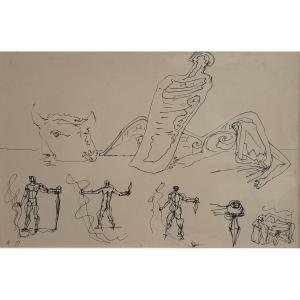 André Masson, Study For The Cover Of The Magazine Acéphale, 1936, Ink