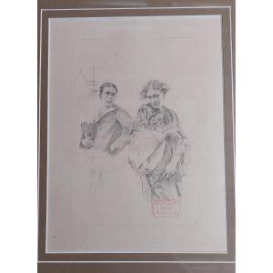 Henri Royer (1969-1938) "woman Ewoman And Sailor" T Sailor"