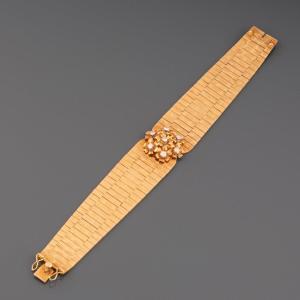 Vintage French Bracelet In Gold And Diamonds