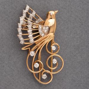 Vintage Brooch In Gold And Diamonds