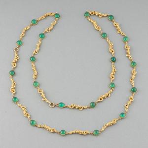 Vintage Gold And Chrysoprase Necklace
