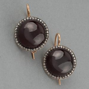 Antique French Earrings 19th In Gold And Garnets