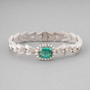 Vintage Gold Bracelet With Diamonds And Tourmaline