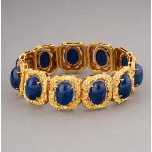 Gold And Lapis Lazuli Bracelet Circa 1970