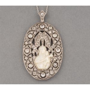 Antique French Platinum And Diamond Medal