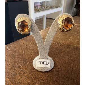Vintage Fred Gold And Citrine Earrings 