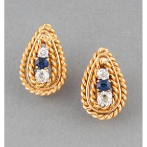 Vintage Earrings In Gold, Diamonds And Sapphires