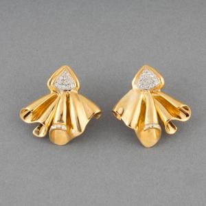 Vintage French Gold And Diamond Earrings