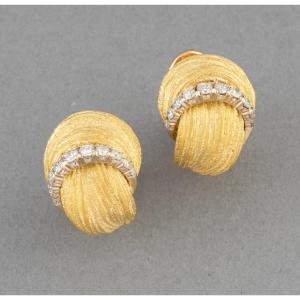 Vintage Gold And Diamond Earrings Circa 1970