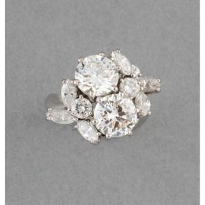 Vintage French Ring In Gold And Diamonds, 1.76+1.77 Carats