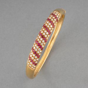 Vintage French Bracelet In Gold, Diamonds And Rubies