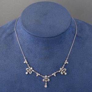 French Belle Epoque Platinum And Diamond Necklace
