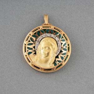 Antique French Gold And Enamel Medal Pendant